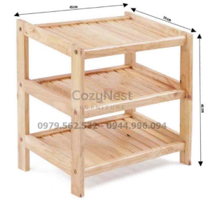 kệ giày dép 3 tầng rộng 45cm gỗ tự nhiên