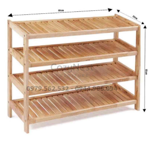 kệ để giày dép 4 tầng rộng 80cm gỗ tự nhiên