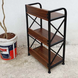 kệ sách khung sắt 3 tầng rộng 60cm màu nâu