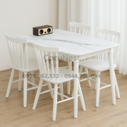 Bộ bàn ăn 4 ghế song tiện giả đá - BBA17