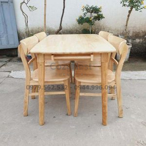 Bộ bàn ăn 4 ghế Mango gỗ tự nhiên màu vàng nhạt – Mã BBA13