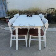 Bộ bàn ăn 4 ghế Mango nệm màu trắng – Mã BBA12