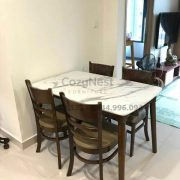 Bàn ăn 4 ghế Monstar giả đá màu nâu BBA02 đặt trong phòng bếp hiện đại