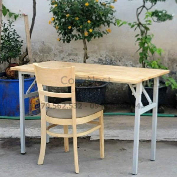 Bàn gấp gọn chân sắt mặt gỗ MDF chống trầy BLV03