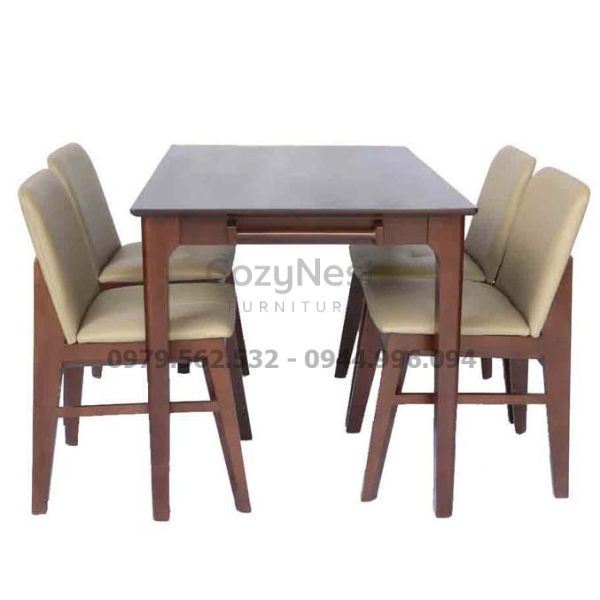 Bàn ăn gỗ tự nhiên 4 ghế Obanma phòng ăn đẹp