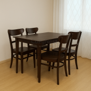 Bàn ăn 4 ghế Panda gỗ tự nhiên màu óc chó BBA05