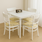 Bàn ăn 4 ghế Panda BBA01 màu trắng vuông trong phòng bếp hiện đại