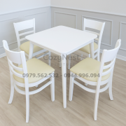 àn ăn 4 ghế Monstar vuông 80cm sơn trắng hiện đại