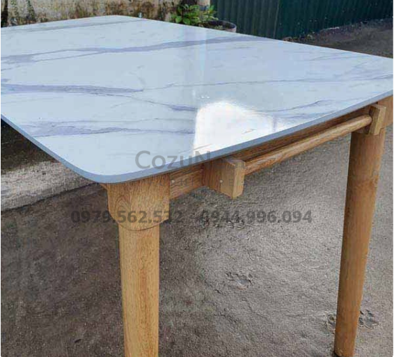 bàn ăn 1m2 chân gỗ mdf