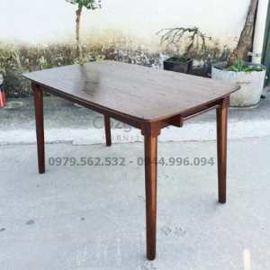 bàn ăn chân tròn gỗ tự nhiên 1m4