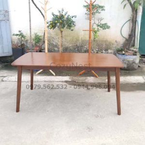 bàn ăn chân tròn gỗ tự nhiên 1m6