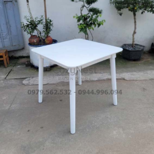 bàn ăn chân tròn gỗ tự nhiên màu trắng