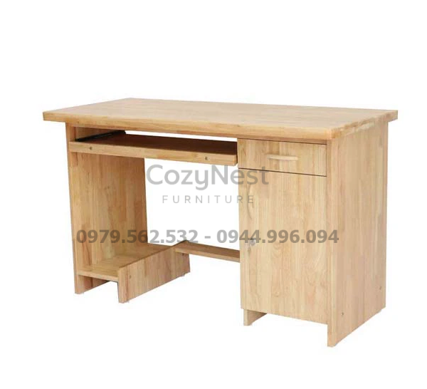 Bàn vi tính gỗ tự nhiên có ngăn bàn phím
