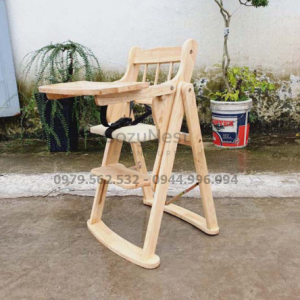 Ghế ăn bột gỗ tự nhiên gấp gọn điều chỉnh độ cao cho bé