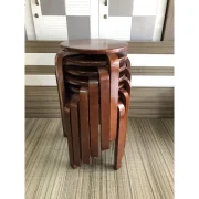 Ghế đôn cong gỗ cao su tự nhiên màu nâu