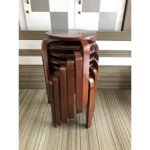 Ghế đôn cong gỗ cao su tự nhiên màu nâu