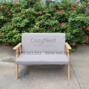 Ghế sofa đôi tay dẹt bằng gỗ tự nhiên
