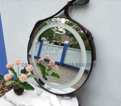 gương tròn treo tường có đèn led cảm ứng d50