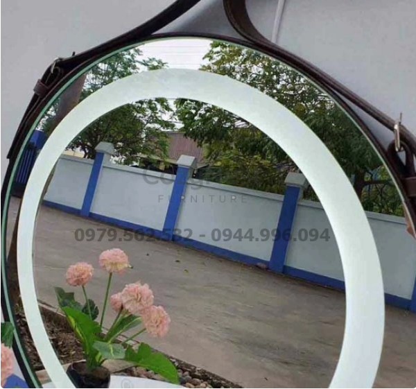 gương tròn lớn treo tường có đèn led d60