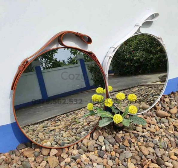 Gương dây da D60 decor đẹp