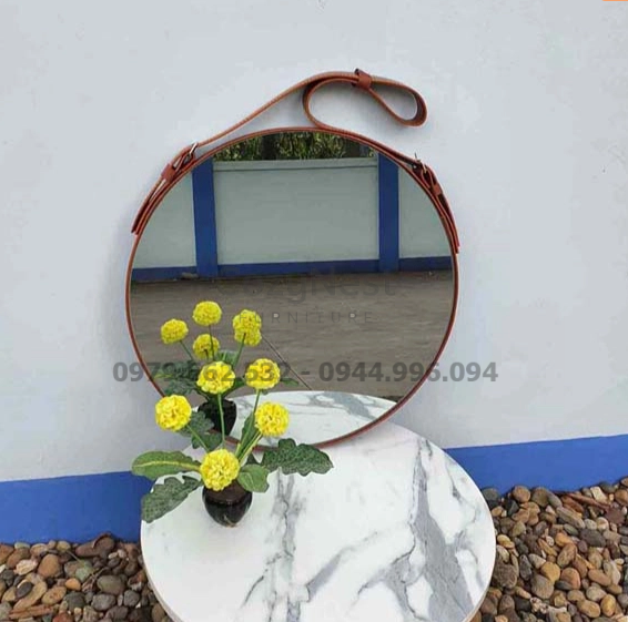 gương tròn dây da D50