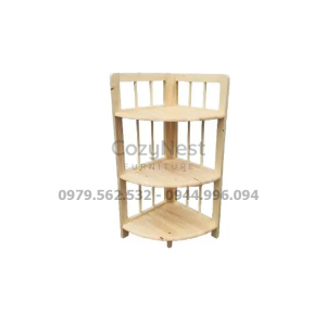 kệ góc song tròn 3 tầng gỗ tự nhiên