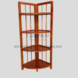 kệ góc song tròn 4 tầng gỗ tự nhiên