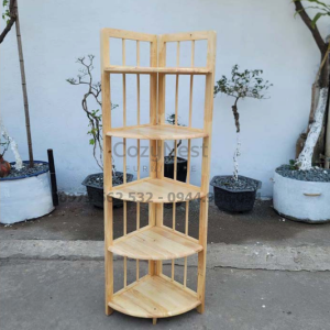 kệ góc song tròn 5 tầng gỗ tự nhiên