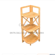 Kệ góc tường hồi X 3 tầng bằng gỗ tự nhiên