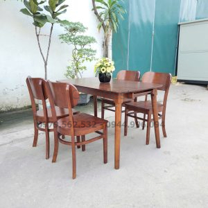 Bộ bàn ăn 4 ghế Butter mặt gỗ màu nâu – mã BBA27