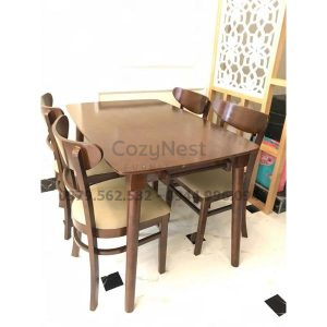 bộ bàn ăn 4 ghế Panda nệm màu nâu
