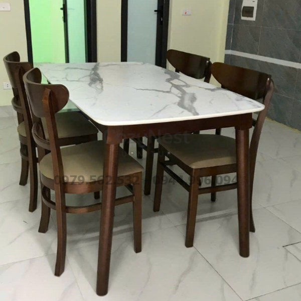 bo-ban-an-4-ghe-panda-nem-mau-nau-mat-da-cozynest-1 bộ bàn ăn 4 ghế Panda mặt giả đá sang trọng