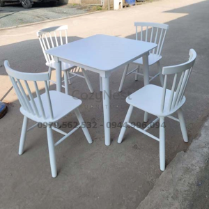 Bộ bàn ăn 4 ghế Song Tiện mặt bàn vuông 80 màu trắng