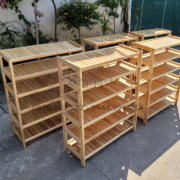 kệ để giày dép 6 tầng rộng 80cm gỗ tự nhiên