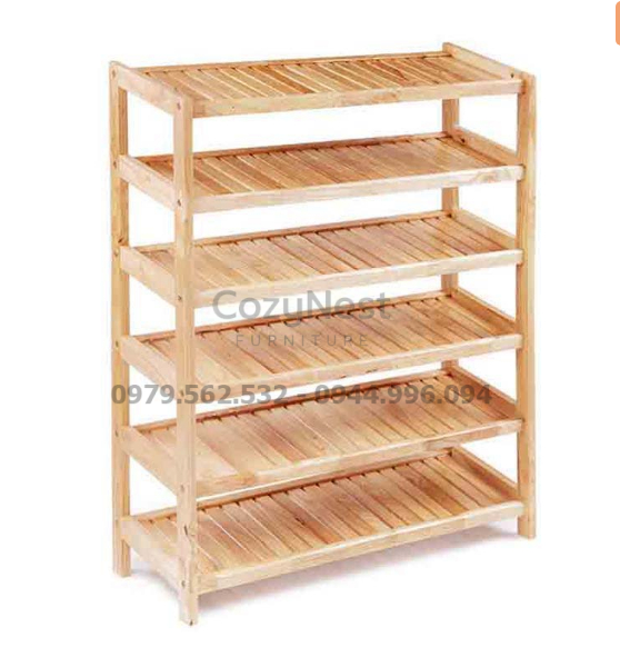 ke-giay-dep-6-tang-rong-80cm-cozynest-2 kệ để giày dép gỗ cao su chắc chắn