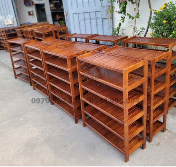 kệ giày dép 6 tầng màu nâu đẹp
