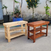 kệ giày ngồi màu nâu gỗ tự nhiên