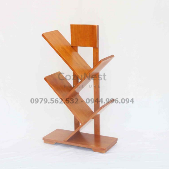 kệ sách xương cá gỗ 5 tầng hiện đại