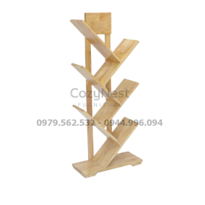 Kệ sách hình xương cá 6 tay gỗ tự nhiên