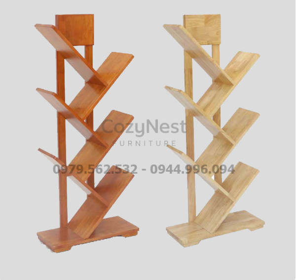kệ sách 7 tay màu nâu và tự nhiên