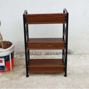 kệ sách khung sắt 3 tầng rộng 70cm màu nâu