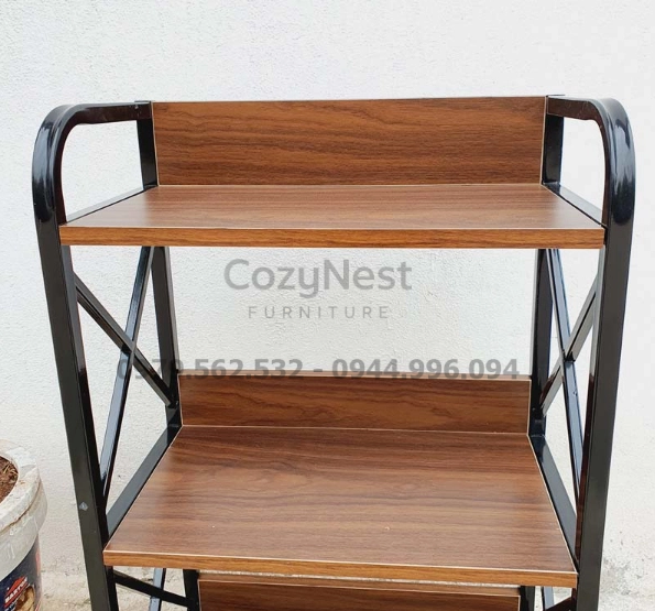 chi tiết khung sắt kệ sách 3 tầng 60cm